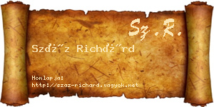 Száz Richárd névjegykártya